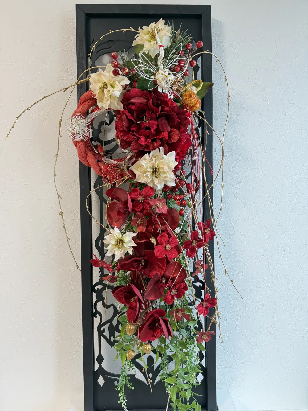 SOLD OUTベルベットピオニーのレッドしめ縄