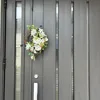 ウオールナッツとホワイトフラワーのハーフムーンリース 画像10