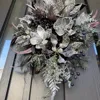 シルバーマグノリアとポインセチアのXmasスワッグ 画像4