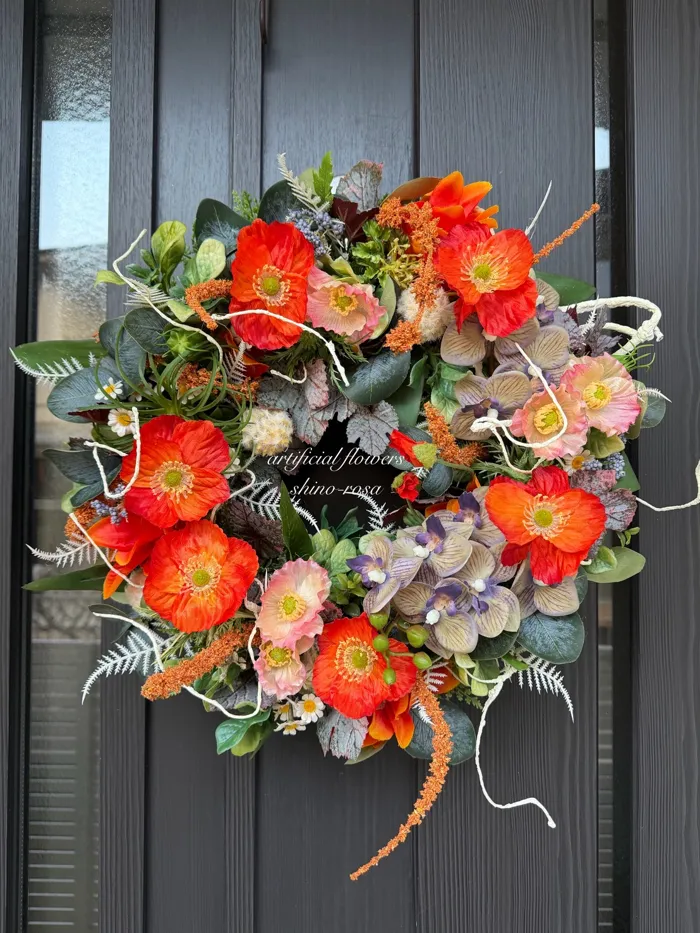 Y様オーダー品:ポピーとジンジャーのオレンジリース